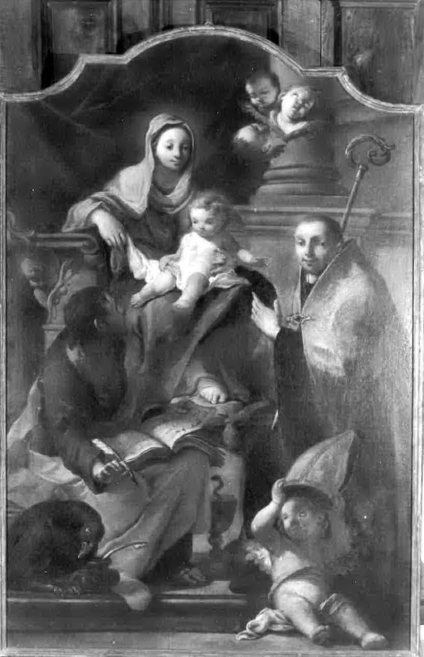 Madonna con Bambino, San Giovanni Evangelista e santo vescovo - Palazzo d'Arco, Mantova